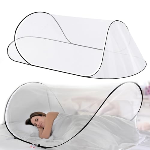 Mosquito Net for Bed – Pop Up Mosquito Net Tent with Zipper, Foldable & Portable Mosquito Nets for Outdoor Camping, Travel, Bedroom Use, Breathable Insect Protection Shelter for Adults & Kids