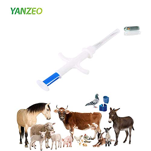 Yanzeo 10 piezas Animal Dog ID microchip 134.2KHZ FDX-B ISO 11784/11785 Pet Cat Tracking Tag RFID vidrio transpondedor Implant Kit para mascota perro gato cerdo 2.12x12 mm Cover