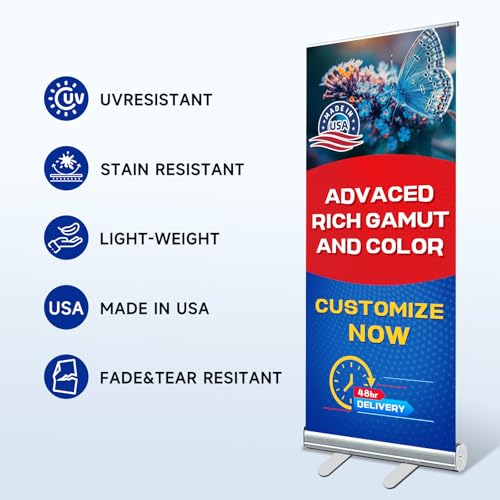 Timisigns Custom Retractable Banner with Aluminum Stand, Personalized Pop up Banners and Full Color Design with Portable Travel Case for Events, Trade Shows, Advertising, Business, Photo (33\"x81\") - Thumbnail 4