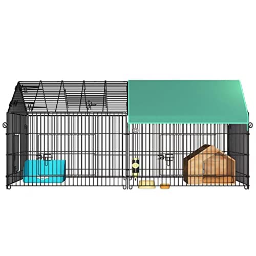 73" x 30" Metal Chicken Coop, Foldable Chicken Cage for 6 Chickens Small Animals Enclosure Duck Rabbit Cat Playpen with Weather Proof Cover for Outdoor, Indoor, Backyard, and Farm