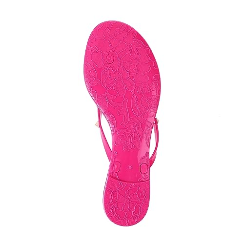 Image of TYFLOVE Women Rivet Flip Flops Studded Jelly Thong Sandals with Bow Summer Bowtie Flat Beach Rain Shoes