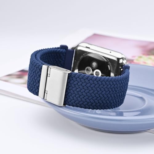 WOCCI 22mm Tejido Nylon Correa Reloj para Hombre y Mujer, Ajustable Hebilla Plateada (Azul) - imagen 2