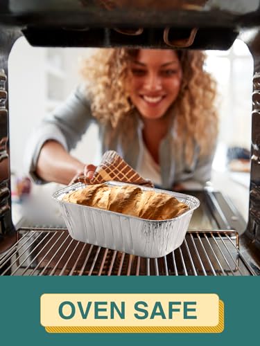 Image of NEEBAKE 180 Pack 6x3.5x2 Disposable Aluminum Loaf Pans with Lids Small-Aluminum-Foil-Pans-Tin-Foil-Baking-Pans-Tin-Trays-Food-Containers-for-Baking-Cakes-Bread-Meat-Loaves