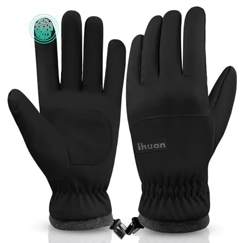 ihuan Winter Waterproof Ski Gloves Men Women, Snow Warm Cycling Gloves Cold Weather, Driving Biking Running