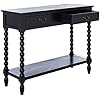 SAFAVIEH Furniture - Athena Black Wood 2-Drawer Console Table with Storage Shelf, Farmhouse Entryway Accent Sofa Table, 35.5 W x 13 D x 29.5 H (CNS5702B)
