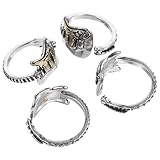 SHOWERORO Anillos para Hombre de Guitarra Eléctrica Punk Abiertos y Ajustables Estilo Gótico en Aleación de Zinc 4 Piezas Joyería Moderna para Cumpleaños y Uso Diario
