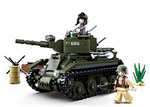 Preisvergleich Produktbild Sluban SL95557, WWII - Leichter All. Panzer (348 Teile)[M38-B0686], Spielset , Klemmbausteine, Soldaten, mit Spielfigur, Army WWII