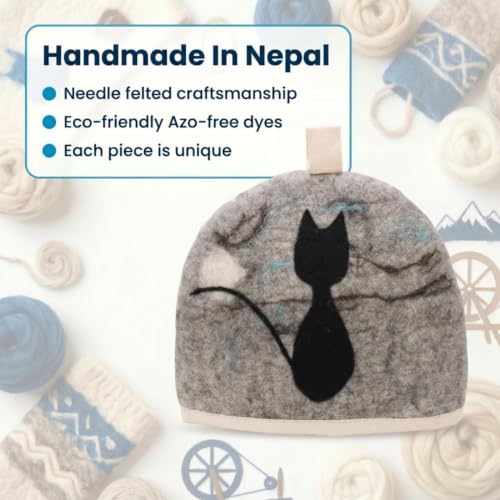 Image of Glaciart One Wool Teapot Cozy Kettle Cover | Dome Shaped Large Tea Cosy, Kettle or French Press | Handmade & Needle Felted from Natural Wool | Warms Up to 2 Hours | Great as Gift