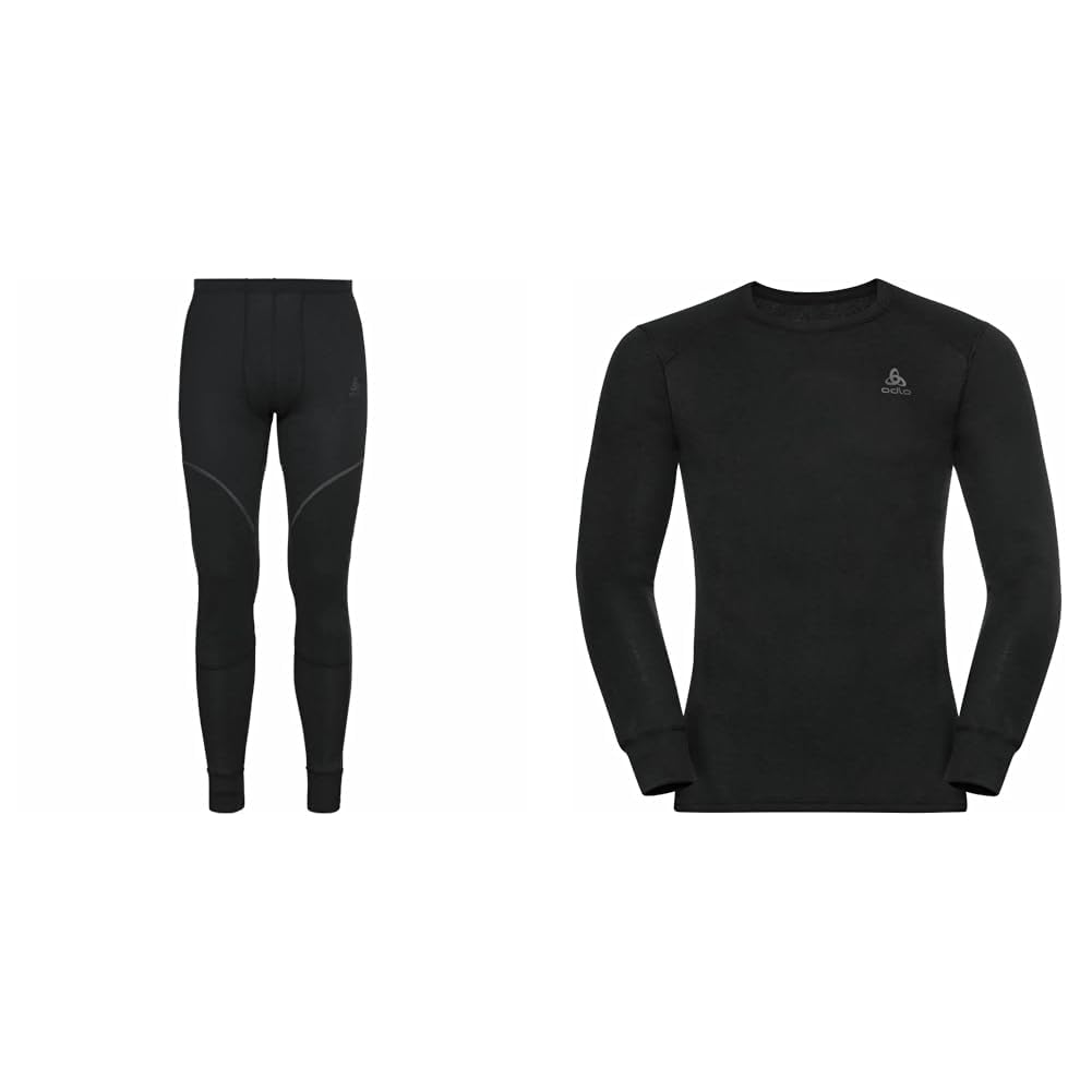 Odlo Herren Funktionsunterwäsche Lange Hose Active X-WARM ECO, Black, L & Herren Funktionsunterwäsche Langarm Shirt Active WARM ECO, Black, L