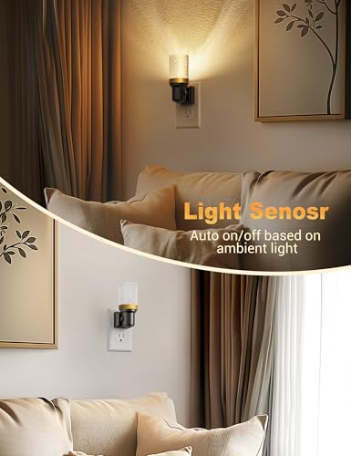 Image of JandCase Night Light, Dimmable Night Lights Plug into Wall, Auto On /Off Light Sensor Nightlight, 3000K Warm White 0-100LM Brightness LED Nightlight, for Bathroom Hallway Bedroom Kids Room