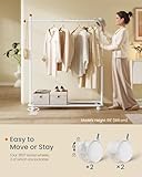 SONGMICS HOME Clothes Rail, Clothes Rack on Wheels, Portable Clothing Rack, with 1 Clothes Hanging Rail, Matchstick-Shaped Hooks, Matte White HSR170W01 - Image 4