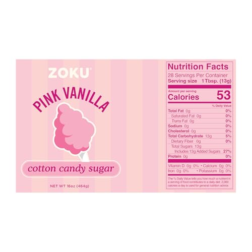Image of ZOKU Cotton Candy Sugar Set, Includes 16 oz. Blue Raspberry and 16 oz. Pink Vanilla Cotton Candy Sugar Flavors for Homemade Treats