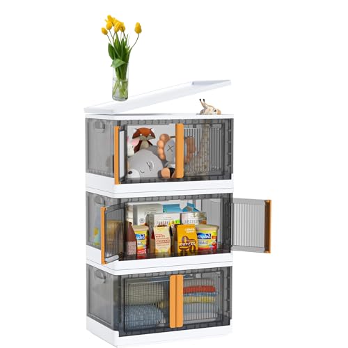 Image of Cupborad For Cloth|Toys|Book|Shoes Storage Oragnizer Multiuse Office Kitchen Fodable Storage Box Pack Of (3, DubleDoor)
