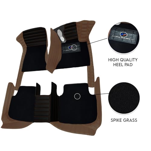 Image of Autofurnish Exclusive 9D Car Mat Full Set for Mahindra XUV700 (5 Seater) 2021 || Luxury Leather Dual-Stitch Full Set 9D Car Floor Mat || 100% Waterproof || Color : Black Brick-Brown