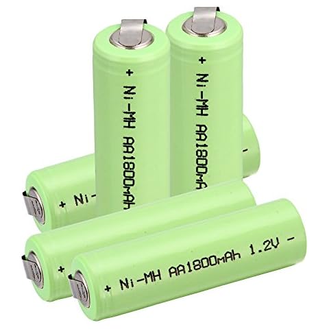 Windmax 5 x NiMH 1.2v AA 1800 mAh Electric Shaver Rechargeable Battery With Solder Tabs Cover