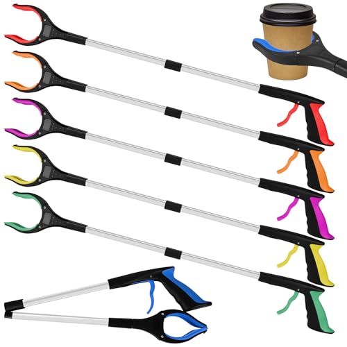 6-Piece Heavy-Duty Trash Collection Tool - 32-Inch Lightweight Telescopic Grabber Ergonomic Handle, Non-Slip Grip | Multi-Purpose Mobility Aid for Seniors