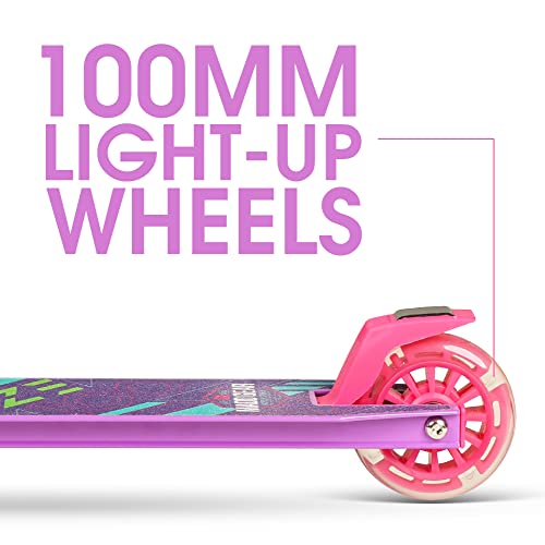 Madd Gear Light-Up Carve Rize 100Mm Kids Folding Scooter - Kick Scooter For Ages 3 Amd Up -Adjustbale Height Handlebar With Comfort Foam Grips - Max Rider Weight 143Lbs - Led Motion Activated Wheels #TOP6