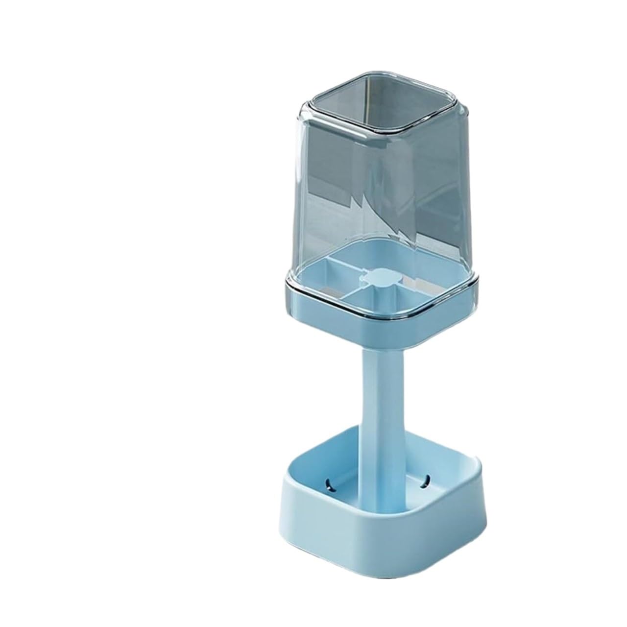 Makeup Brush Holder Toothbrush Holder With Cup Cover Contains 3 Slots Tooth Brush Toothpaste Stand Organizer Toothbrush Organizer(Blue)