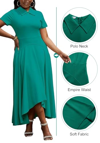 Image of Women Elegant Empire Waist Dress Trendy Short Sleeve A Line Dresses Flowy Church Cocktail Party Dress