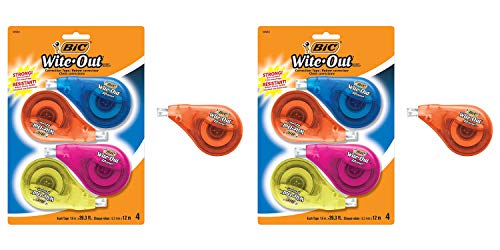 BIC Clean Wite-Out Brand EZ Correct Correction Tape, 4-Count, 5.25 x .75 x 8.125 (WOTAPP418-WHI) - 2 Pack