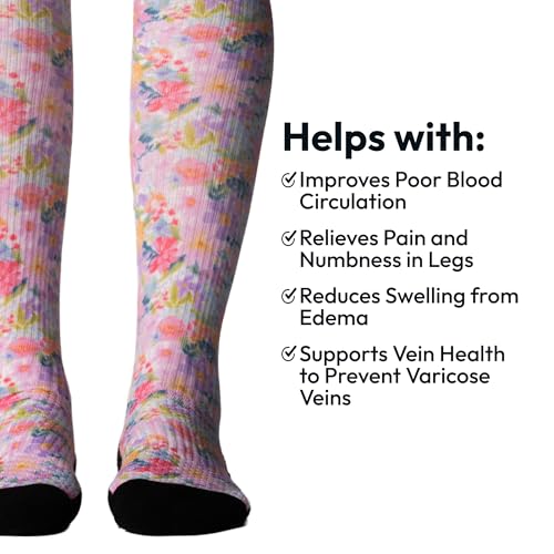 Image of Viasox Compression Socks for Women and Men, Knee High Socks 12-15 mmhg Circulation Support for Flight, Travel, Daily