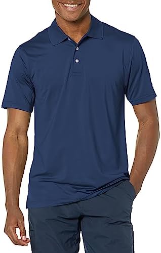 Brooks Brothers Men's Performance Stretch Short Sleeve Solid Polo Shirt, Dark Blue, Large