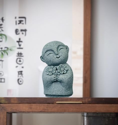 Mini Estatua de Monje Buda de Piedra Decorativa Zen miniatura 3