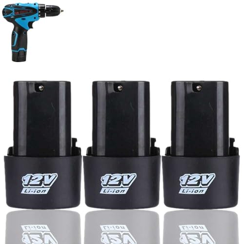 Image of Replacement Rechargeable 12V Lithium-Ion Battery Fit for Cordless Drill MH121 (3Pcs 12V Lithium-ion Battery 1.5Ah)