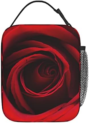 YETTA YANG Cute Red Rose Flower Floral Portable Lunch Bag Insulated Lunch Box Reusable Totes For Women Men Work Picnic Camping