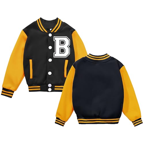 Image of BAICAIYU Kids Baseball Jackets Boys and Girls Varsity Coat Buttons Cardigan Letter Sport Letterman School Jacket