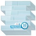 Art3d 10-Pack Heavy-Duty Peel and Stick Backsplash, 12 x 12 Inch Vinyl Seaglass Subway Design Stick on Wall Tile for Kitchen Living Room Home Decor, Aqua Blue