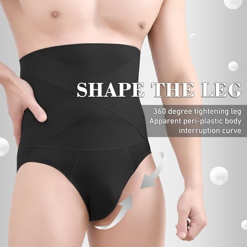 Men's Tummy Control Shapewear Boxer Briefs Waist Girdle Slimming Body Shaper Compression Short Nylon Stretchy(Grey)2