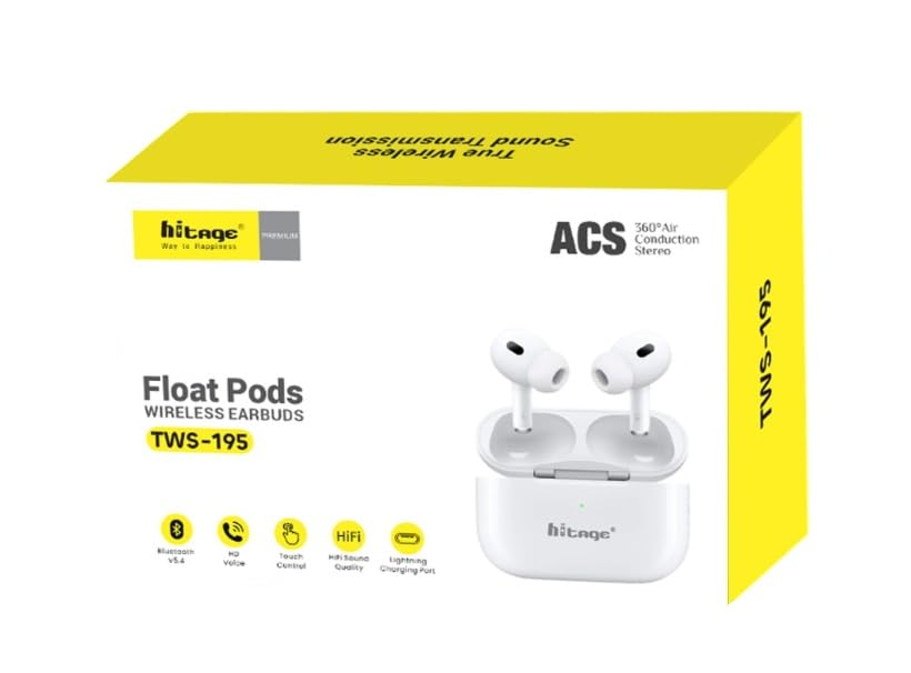 Image of Float Pods TWS 195 Wireless Earbuds with Bluetooth V5.4, Touch Control, HD Voice, Lightweight Design