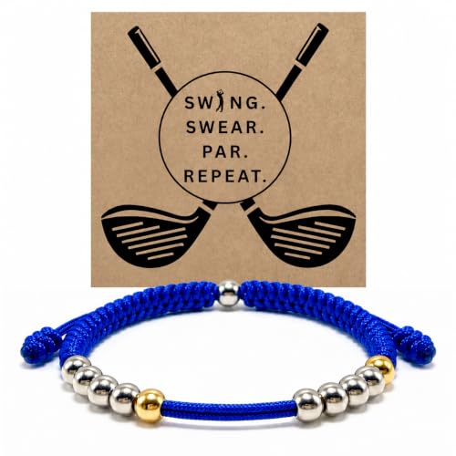 TamaKnot Golf Counter Bracelet, 10 Bead Handmade Score Counter, Adjustable Stainless Steel Beads, Easy Stroke Counting Accessory for Men and Women (Royal Blue)