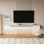 FurniNova Floating à haute brillance TV Reste avec 3 Portes, mur de 47'' TV Le Cabinet, sous TV Console,Place de médias flottants pour chambre à coucher salon(blanc)