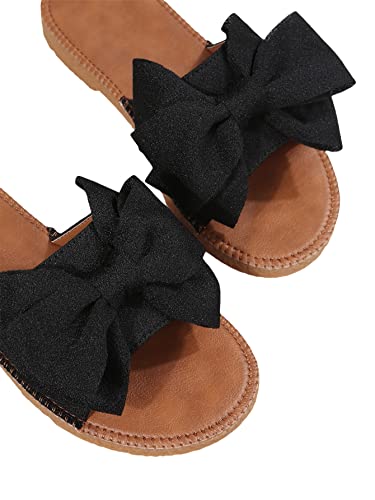 Image of GORGLITTER Women's Bow Flat Sandals Open Toe Slip On Slide Slipper Shoes | Sandals Women Comfortable, Dressy Sandal Women, Y2k Shoes, Dress Slippers for Women, Flats