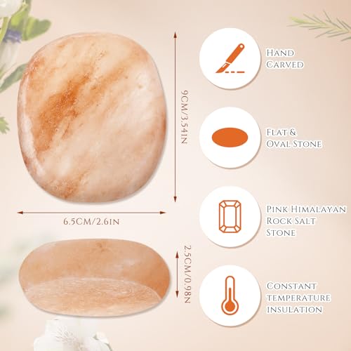 Swiffen Flat Oval Massage Stone Crystal Hand Carved Stone for Massage Therapy Himalayan Salt Massage Rocks Natural Pink Heated Warmer Stone for Spa Massage Salt and Sugar (10 Pcs)