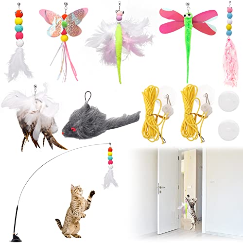 Set Di 5 Giocattoli Per Gatti Con Piume E Insetti Finti – Ricambi Per Bacchetta, Rimbalzanti E Colorati, Per Gattini E Gatti Adulti
