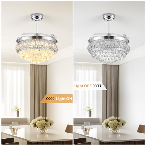Image of 48 inch Chrome Fandelier Ceiling Fan with Light, Chandelier Fan