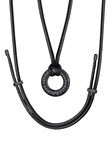 FaithHeart Collier Viking Runes Noir Pendentif Cercle Homme...