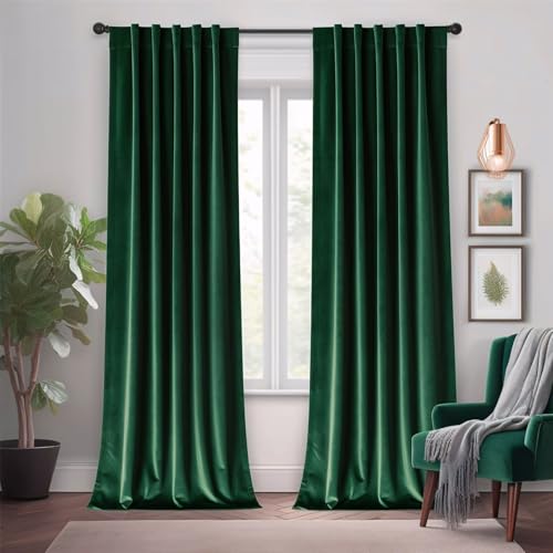 bxcdcxd Emerald Green Velvet Curtains 84 inches Long,Thermal Insulated