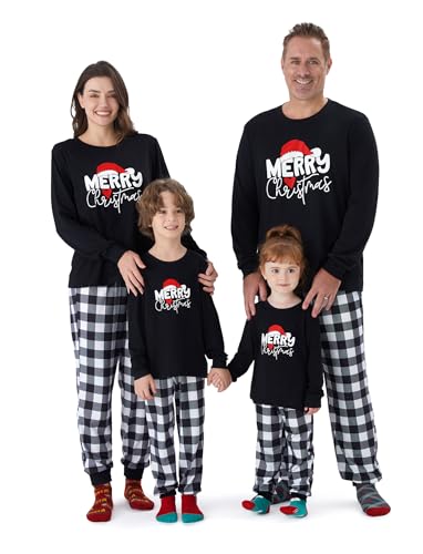 PATPAT Christmas Pajamas for Family Matching Sets Funny Glow In Dark Dinosaur Long Sleeve Plaid Pjs Sleepwear Sets