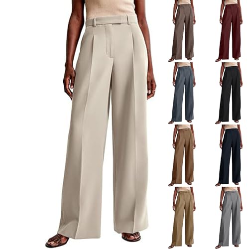 fanmpghleoo Wide Leg Dress Pants for Women Business Casual Palazzo Pants Dressy High Waisted Lightweight Stretchy Work Pants