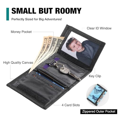 Image of Kids Wallet for Boys - Camo Canvas Wallet with Magic Sticker, RFID Protection for Gifts