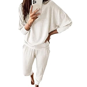 PRETTYGARDEN Women’s Fall Fashion Outfits 2 Piece Sweatsuit Solid Color Long Sleeve Pullover Long Pants Lounge Set