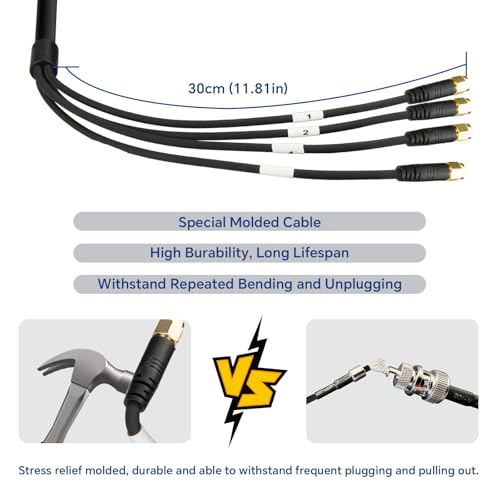 Image of 20ft Upgraded Quad-200 SMA 4-in-1 Extension Cable, Ultra Low Loss SMA Male to Female Coaxial for T-Mobile /Verizon /AT&T- Better Than Quad195