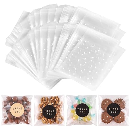 NPLUX Small Halloween Candy Bags, 200 Pack 4x4 in for Bake Sales