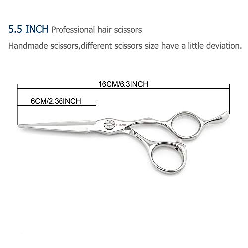Barber Scissors 5.5" Professional Hair Scissors Hair Cutting Shears Hair Cutting Scissors Haircut Shears 440C Barber Shears Hairdresser Scissors Sharp Hair Scissors Bearing Screw KINSARO - Thumbnail 2