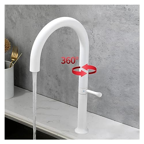 Robinet de cuisine blanc avec bec pivotant 360 pour évier moderne - 4