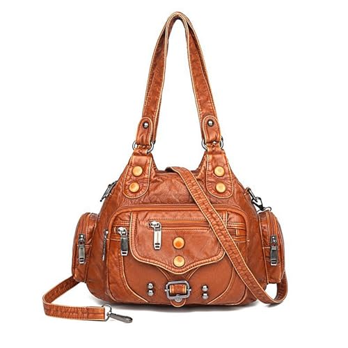 Sac Bandoulière Rétro Multipoches NICOLE & DORIS - Grand Sac a Main Hobo en Cuir PU Souple